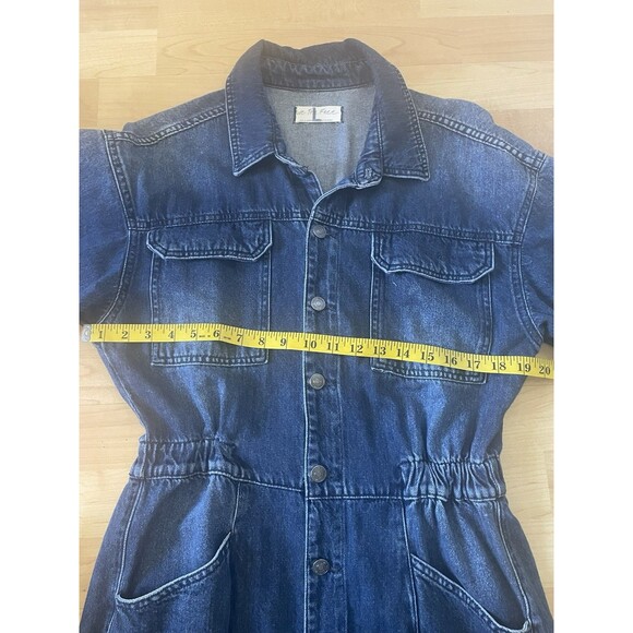Free People We The Free Marci Denim Jumpsuit Coveralls Sz. Large - Picture 9 of 12